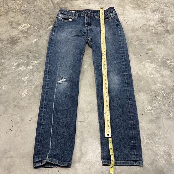 American Giant Jeans Mens 32x32 Blue 218 Straight Maritime Denim Distressed - Picture 2 of 9